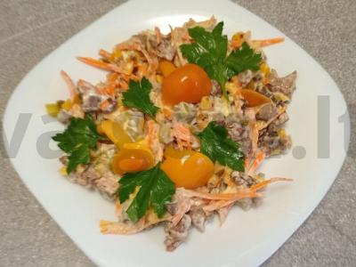 Salotas „Gribų pieva“ su vištienos kepenimis pagrindine nuotrauka