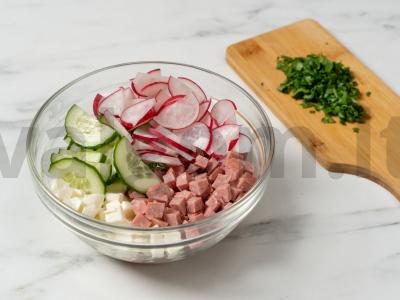 Salotas su dešra, mocarela ir majonezu Žingsnis 2