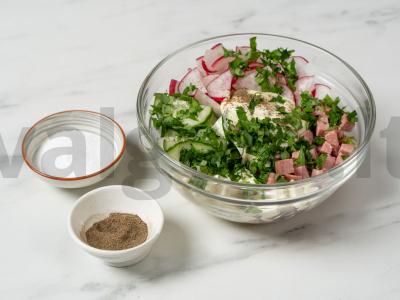 Salotas su dešra, mocarela ir majonezu Žingsnis 3