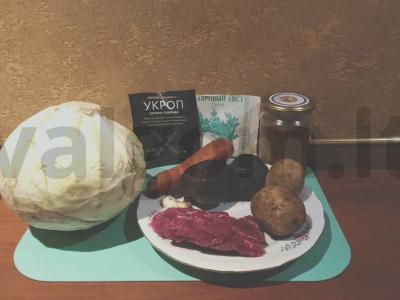 Borsčas su jautiena pietums Žingsnis 1