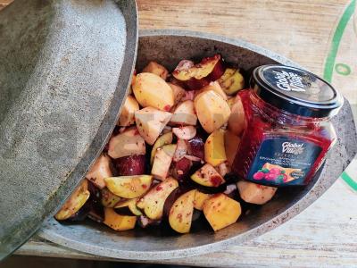 Antis su spanguolių-apelsinų uogiene su prieskoniais ir troškinta su daržovėmis Žingsnis 8