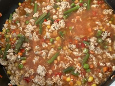 Spagečiai su faršu ir daržovėmis Žingsnis 3