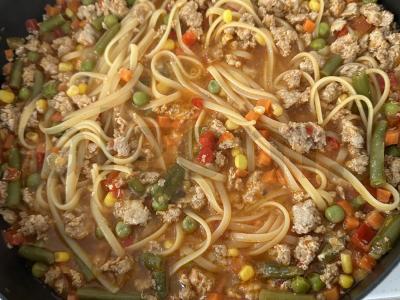 Spagečiai su faršu ir daržovėmis Žingsnis 5