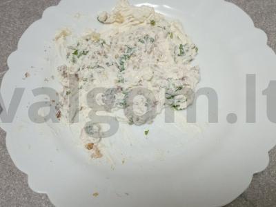 Baklažanų ritinėliai su maskarponės sūrio, graikinių riešutų ir kalendros įdaru Žingsnis 5