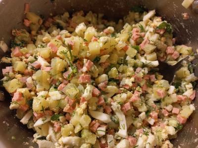 Okroška su dešra ir žolelėmis ant rauginto pieno Žingsnis 4