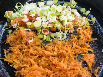 Makaronai su meatballs ir daržovių troškiniu Žingsnis 2