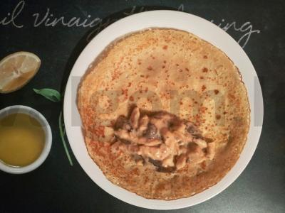 Įdaras blynams iš vištienos krūtinėlės ir grybų Žingsnis 5