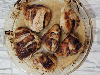 Aštrūs vištienos šlaunelės garstyčių-jogurto marinate Žingsnis 4