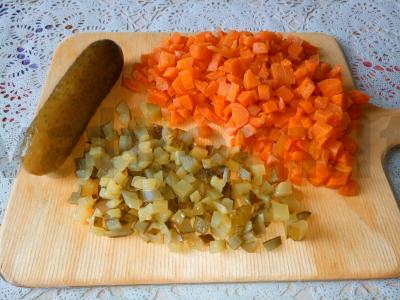 Žieminis salotas, jis taip pat vadinamas olivje Žingsnis 2