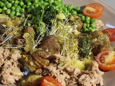 Vakarienė „A-la Niçoise“ su tunu ir žaliu žirneliu pagrindine nuotrauka