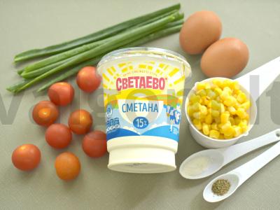 Salotas su pomidorais ir kukurūzais Žingsnis 1