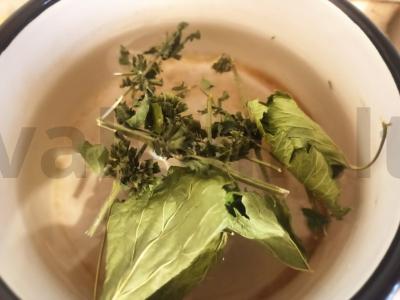 Cikorijos gėrimas su juodųjų serbentų ir mėtų aromatu Žingsnis 1