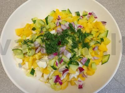 Vegetariška okroška su raudonuoju svogūnu ant duonos kvašo Žingsnis 5