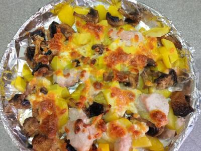 Keptas bulvių, kalakutienos ir pievagrybių patiekalas Žingsnis 7