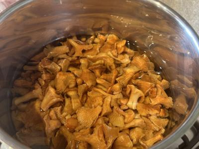 Grybų žiuljenas su voveraitėmis ir pievagrybiais Žingsnis 1