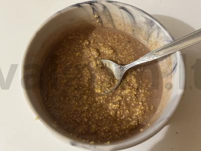 Kukurūzų košė su kakavos milteliais mikrobangų krosnelėje Žingsnis 11