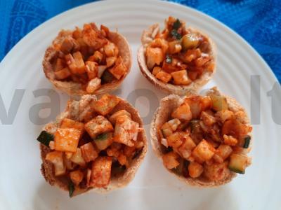 Namų tartaletės su cukinijomis, tofu ir grybais Žingsnis 7