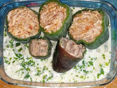 Įdaryti pipirai su žiediniais kopūstais orkaitėje Žingsnis 3