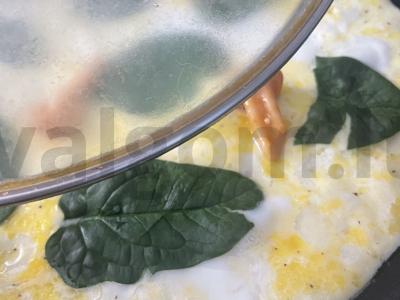 Omletas su špinatais ir pievagrybiais Žingsnis 8