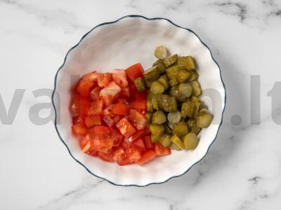 Aiškus daržovių salotas su brynza Žingsnis 7