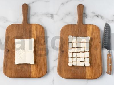 Aiškus daržovių salotas su brynza Žingsnis 8