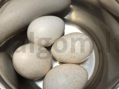 Kalakutų kiaušiniai su sūdyta kiauliena Žingsnis 1