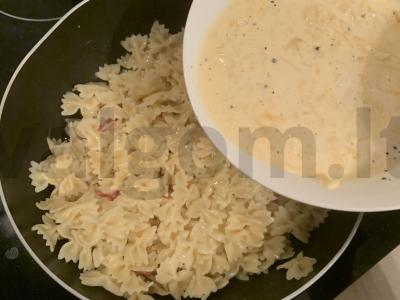 Makaronai karbonara su kaspinu makaronais Žingsnis 8