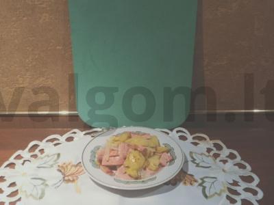 Bulvės su dešra ir daržovėmis Žingsnis 3