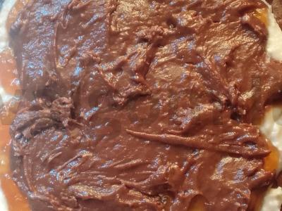 Brownie su varškės ir vaisių įdaru Žingsnis 14