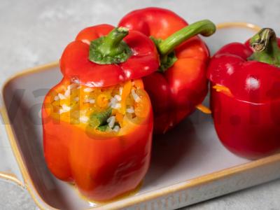 Įdaryti pipirai su ryžiais ir daržovėmis orkaitėje Žingsnis 4