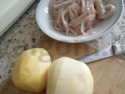 Grietininė žuvienė iš raudonos žuvies su kalmarais Žingsnis 4