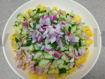 Okroška su šonine ir raudonuoju svogūnu ant kvass Žingsnis 6