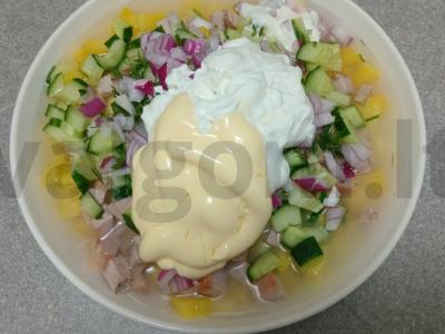 Okroška su šonine ir raudonuoju svogūnu ant kvass Žingsnis 9