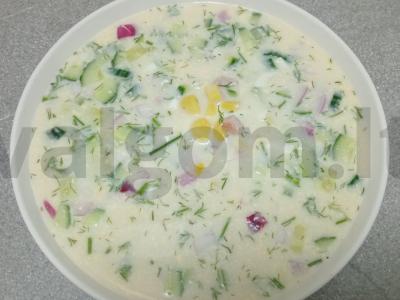 Okroška su šonine ir raudonuoju svogūnu ant kvass Žingsnis 11