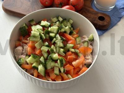 Vištienos ir džiovintų pomidorų salotos Žingsnis 4