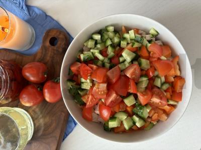 Vištienos ir džiovintų pomidorų salotos Žingsnis 5