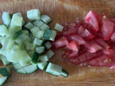 Daržovių ir vištienos filė salotas Žingsnis 5