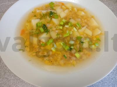 Raudonos lęšio sriuba ant ančių sultinio pagrindine nuotrauka