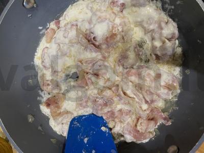 Grikių makaronai su bekonu grietinės padaže Žingsnis 6