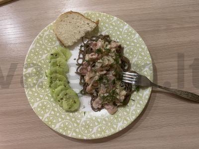 Grikių makaronai su bekonu grietinės padaže Žingsnis 7