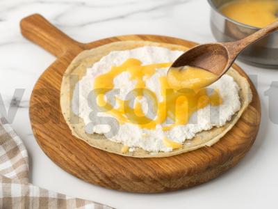 Moliūgų blyneliai su citrinos kremu ir varške Žingsnis 8