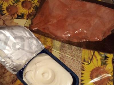 Blynai su raudonos žuvies ir sūrio įdaru Žingsnis 7