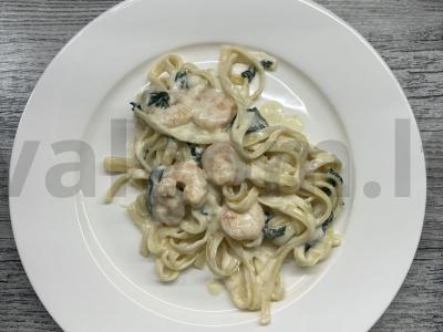 Makaronai su krevetėmis ir špinatais Žingsnis 7