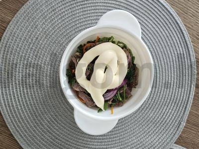 Švelnus salotas su virta jautiena ir korėjietiška morkų salotomis Žingsnis 4