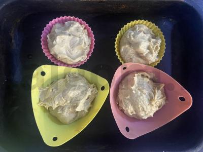 PP keksiukai su žemės riešutų sviestu ir bananais Žingsnis 5