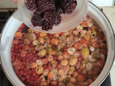 Kvapnus kompotas iš braškių, juodųjų serbentų ir raudonųjų serbentų Žingsnis 1