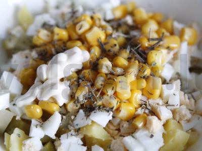 Sotūs lašišų salotos su kukurūzais Žingsnis 7