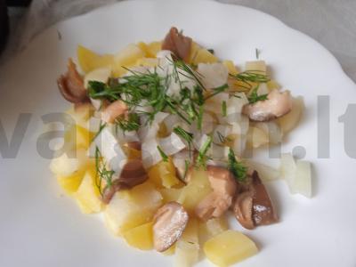 Bulvių salotos su marinuotais grybais Žingsnis 4