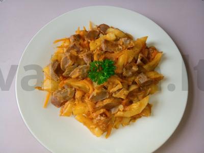 Vištienos skrandžiai su daržovėmis pagrindine nuotrauka