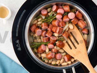 Pupelės su dešrelėmis Žingsnis 7